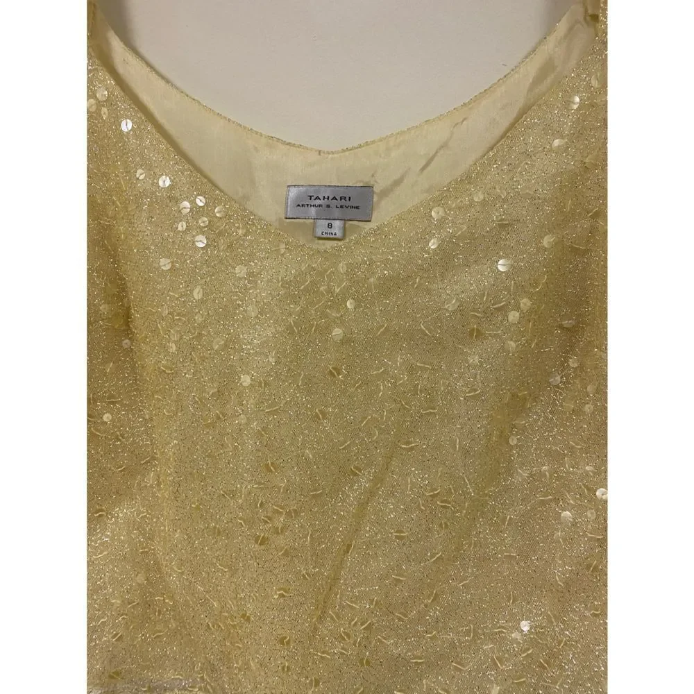Tahari Gold Sparkly Sequin Tank Top Size 8 New Years Top - Picture 4 of 7
